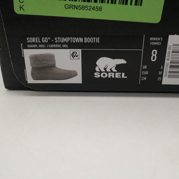 NEW Sorel Women's Size 8 Go Stumptown Bootie Quarry Gray Slippers Faux Fur - Picture 10 of 11